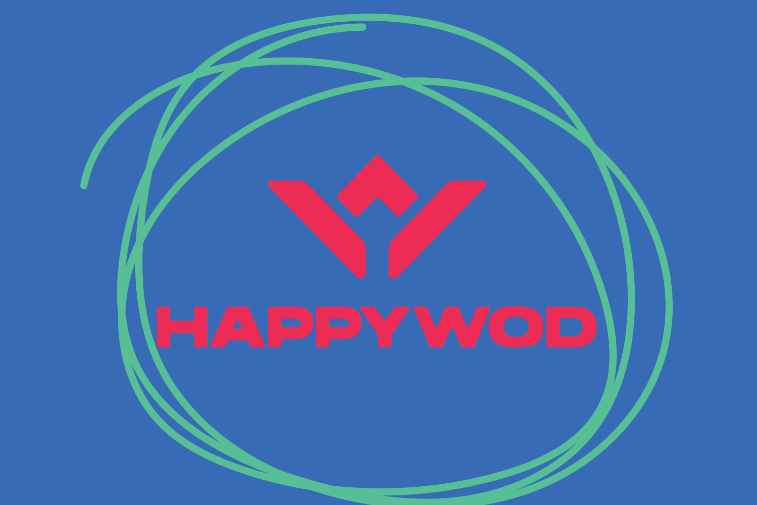 HappyWOD Vertical logo animation with varying colors and scribbles around